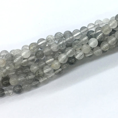 CQU66 Cloudy Quartz Beads Smooth Round 6mm 15.5" Strand