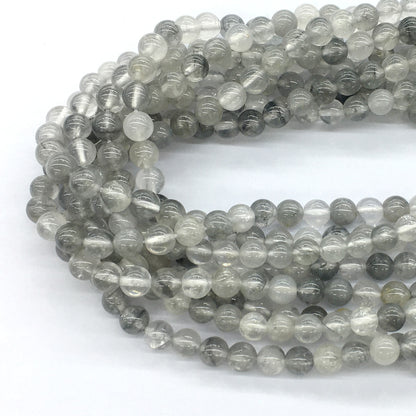 CQU66 Cloudy Quartz Beads Smooth Round 6mm 15.5" Strand