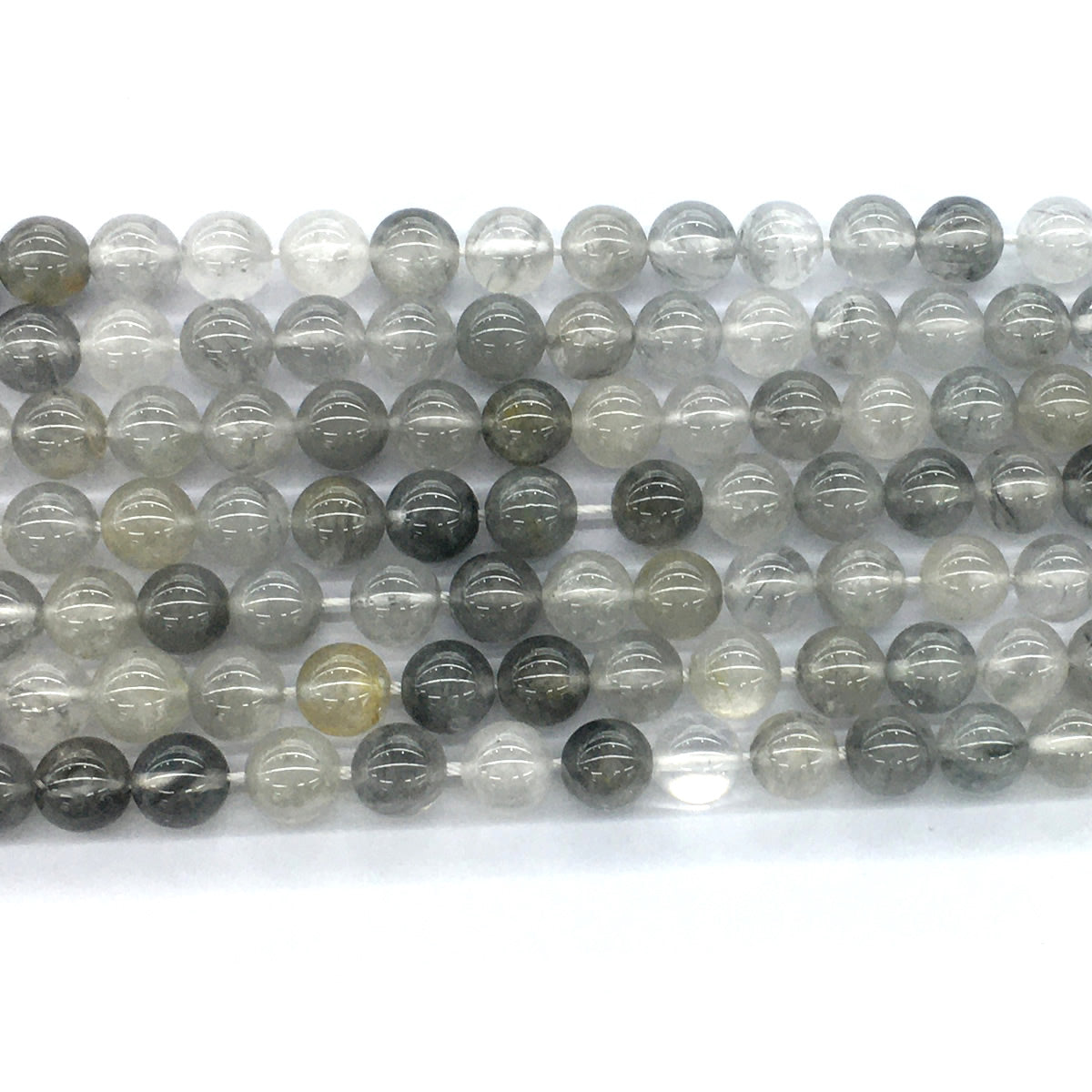 CQU67 Cloudy Quartz Beads Smooth Round 8mm 15.5" Strand