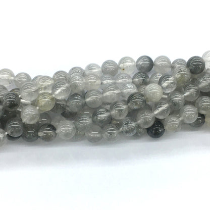 CQU67 Cloudy Quartz Beads Smooth Round 8mm 15.5" Strand