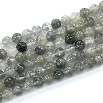 CQU68 Cloudy Quartz Beads Smooth Round 10mm 15.5" Strand