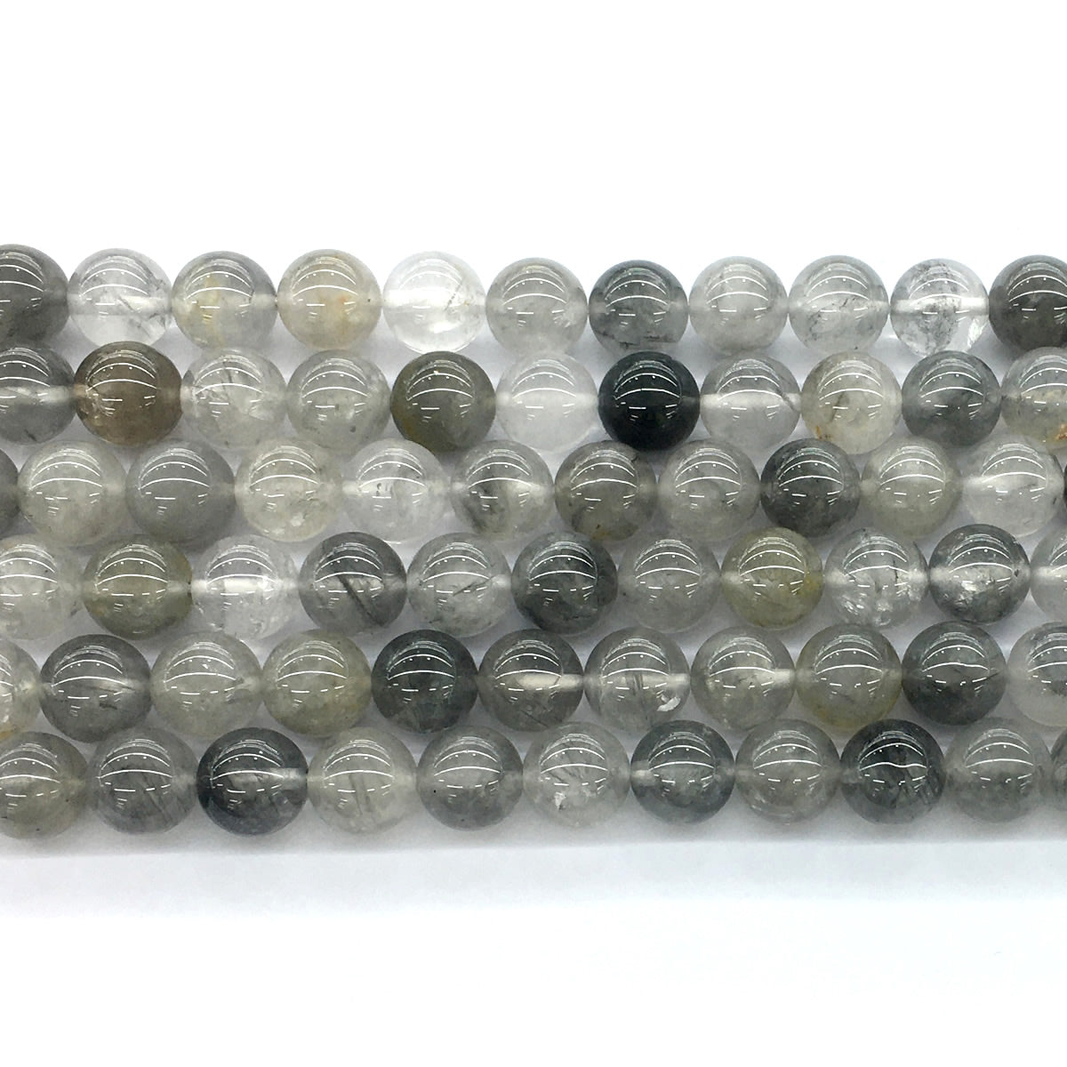 CQU68 Cloudy Quartz Beads Smooth Round 10mm 15.5" Strand