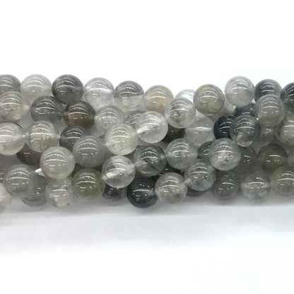 CQU68 Cloudy Quartz Beads Smooth Round 10mm 15.5" Strand