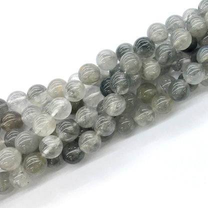 CQU68 Cloudy Quartz Beads Smooth Round 10mm 15.5" Strand