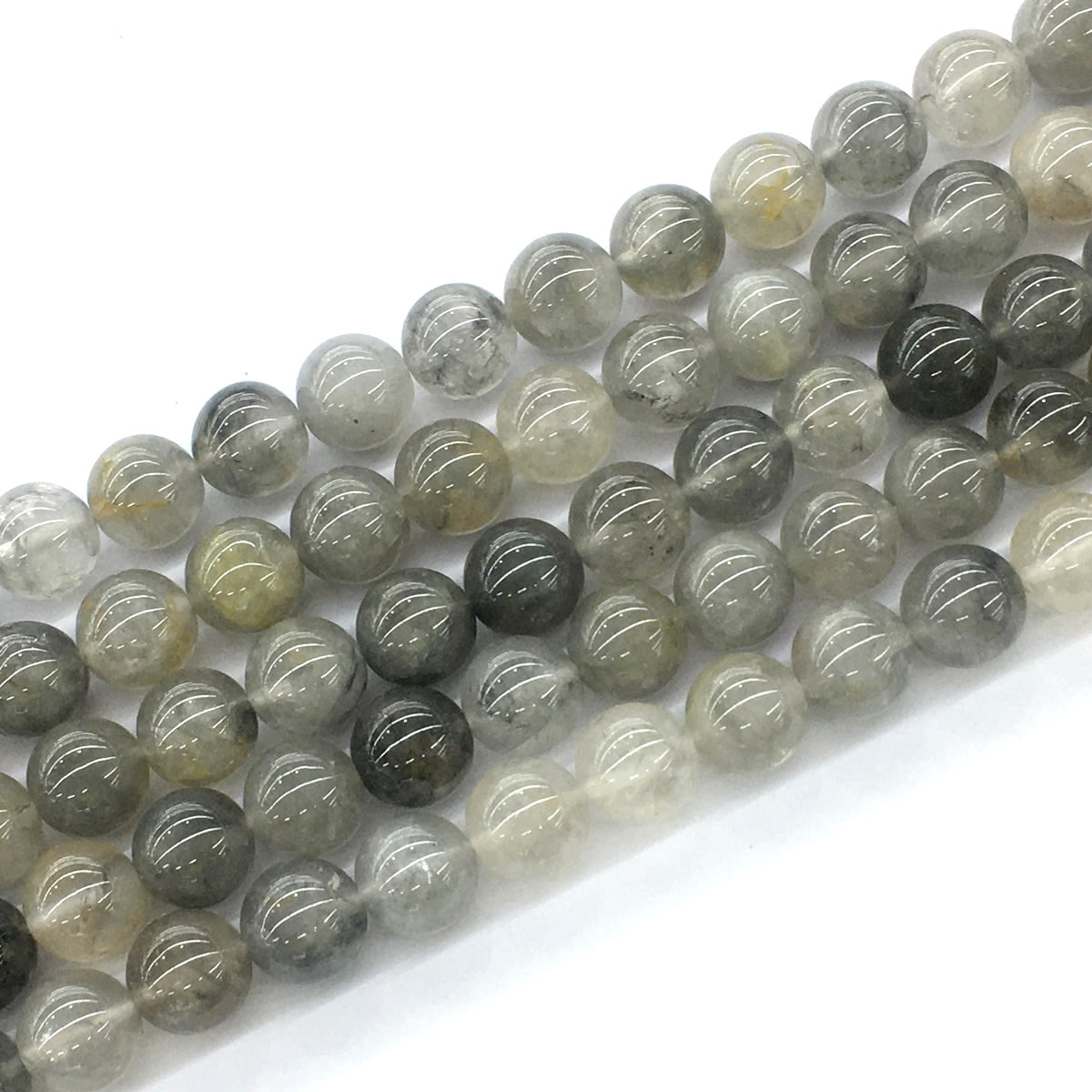 CQU69 Cloudy Quartz Beads Smooth Round 12mm 15.5" Strand