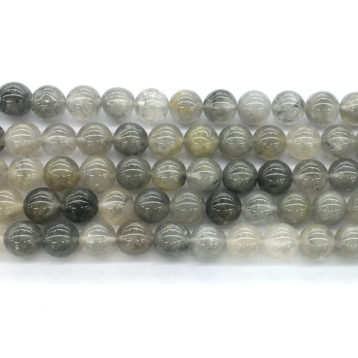 CQU69 Cloudy Quartz Beads Smooth Round 12mm 15.5" Strand