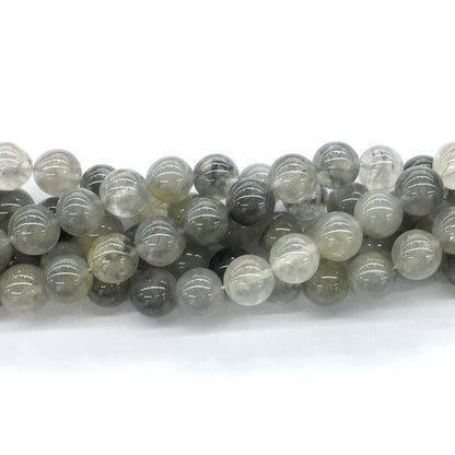 CQU69 Cloudy Quartz Beads Smooth Round 12mm 15.5" Strand