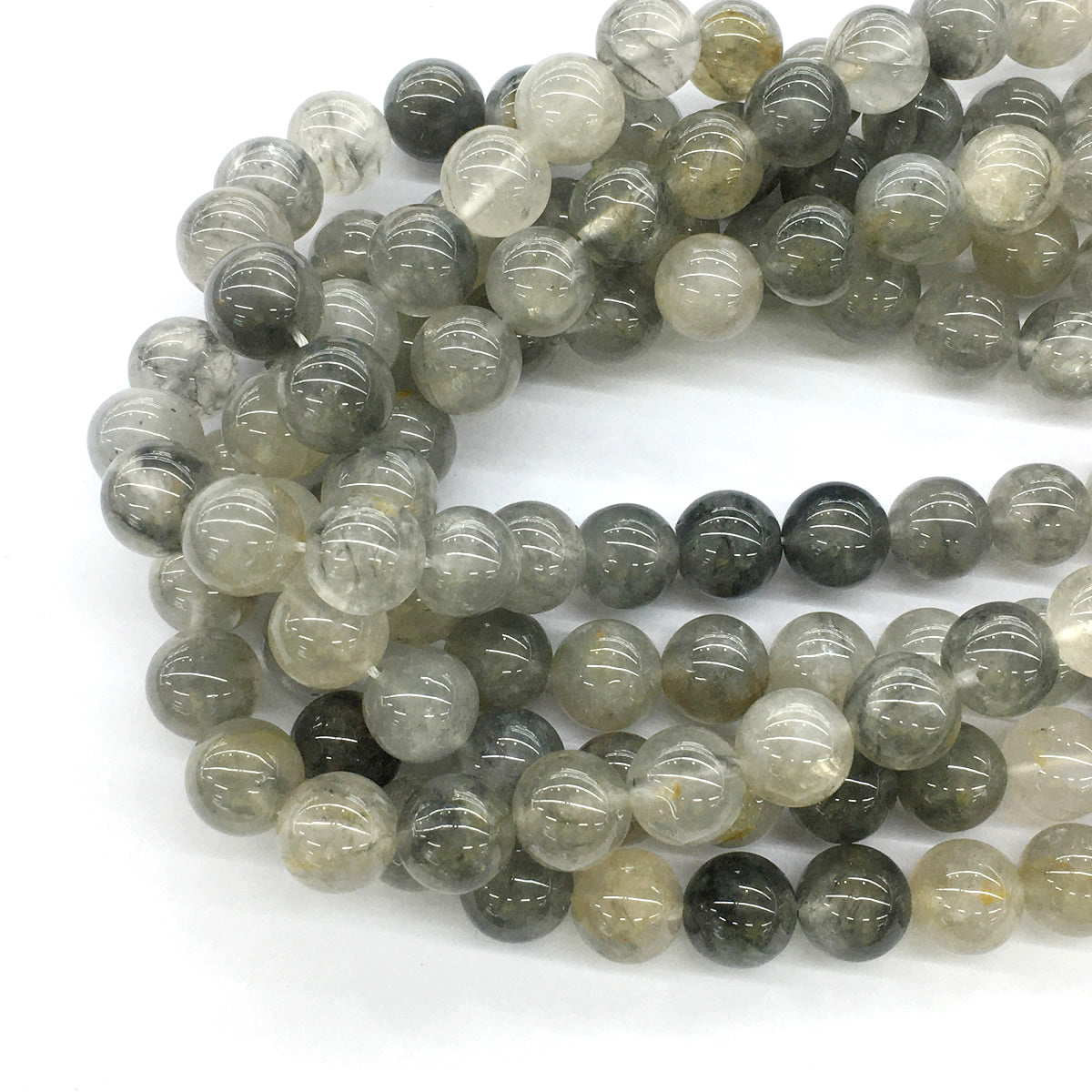 CQU69 Cloudy Quartz Beads Smooth Round 12mm 15.5" Strand