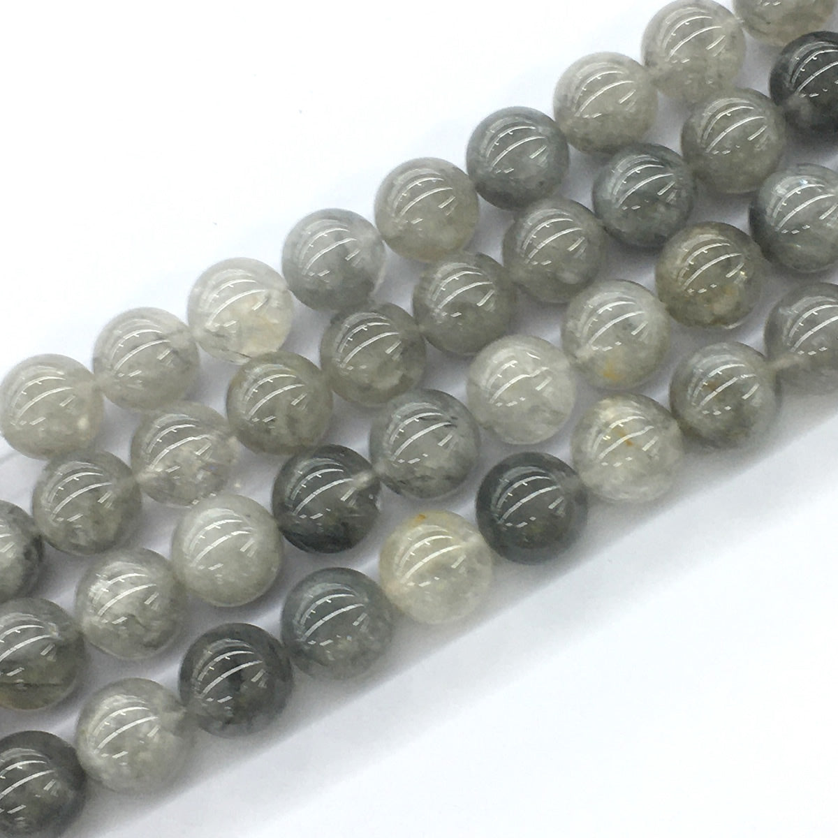 CQU70 Cloudy Quartz Beads Smooth Round 14mm 15.5" Strand