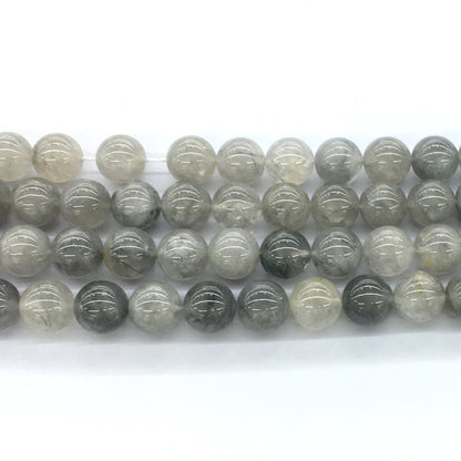 CQU70 Cloudy Quartz Beads Smooth Round 14mm 15.5" Strand