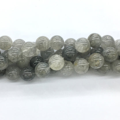 CQU70 Cloudy Quartz Beads Smooth Round 14mm 15.5" Strand