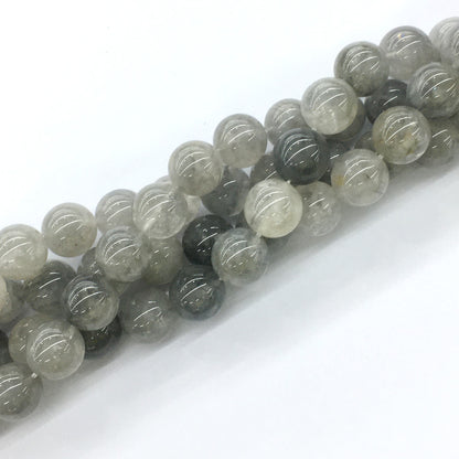 CQU70 Cloudy Quartz Beads Smooth Round 14mm 15.5" Strand