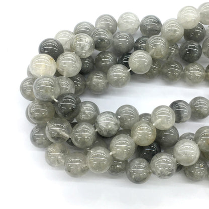 CQU70 Cloudy Quartz Beads Smooth Round 14mm 15.5" Strand