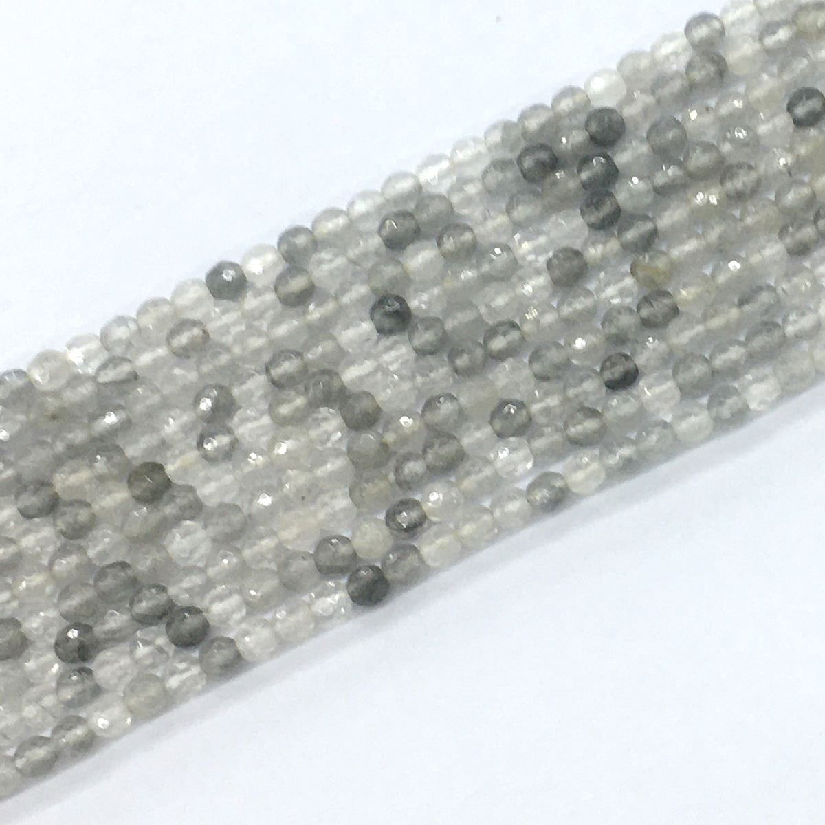 CQU74 Cloudy Quartz Beads Faceted Round 4mm 15.5" Strand