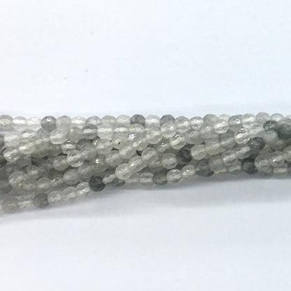 CQU74 Cloudy Quartz Beads Faceted Round 4mm 15.5" Strand