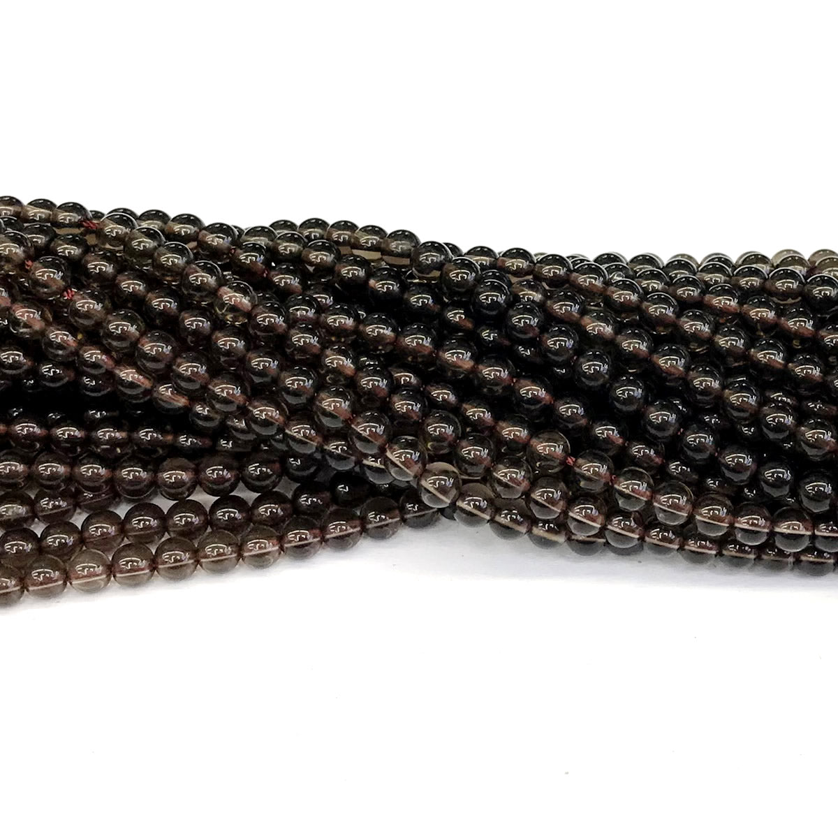 CQU83 Smoky Quartz Beads Smooth Round 4mm 15" Strand