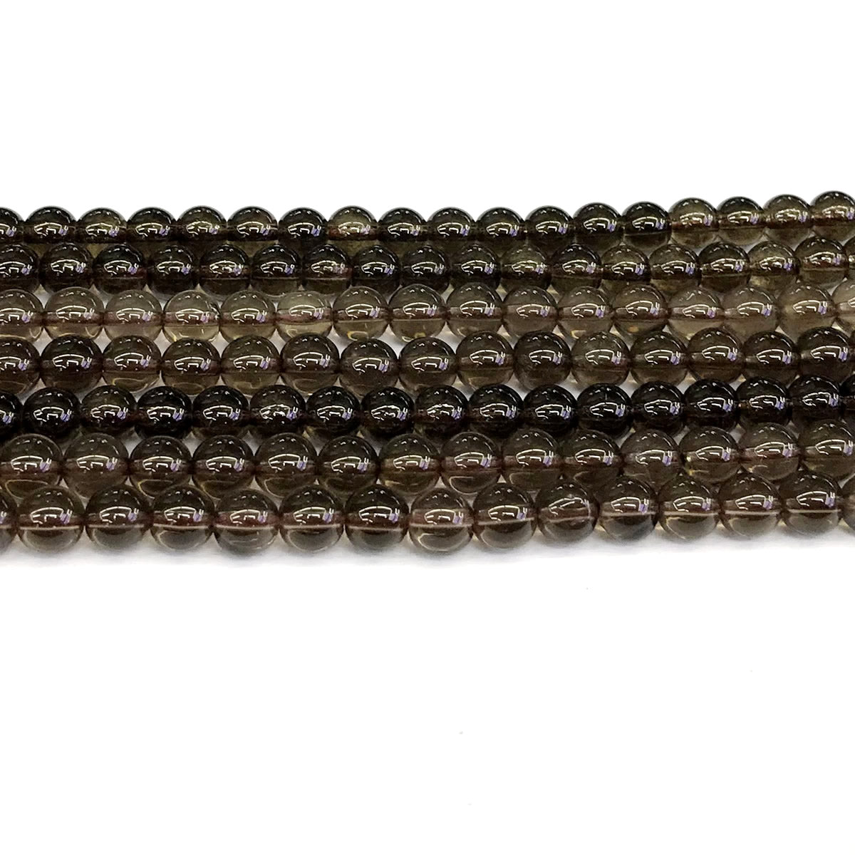 CQU84 Smoky Quartz Beads Smooth Round 6mm 15" Strand