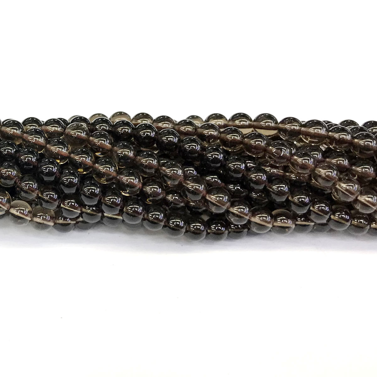 CQU84 Smoky Quartz Beads Smooth Round 6mm 15" Strand