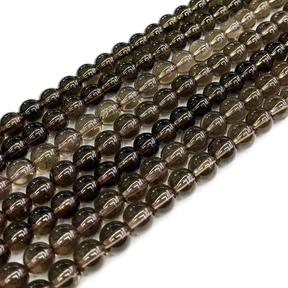 CQU85 Smoky Quartz Beads Smooth Round 8mm 15" Strand