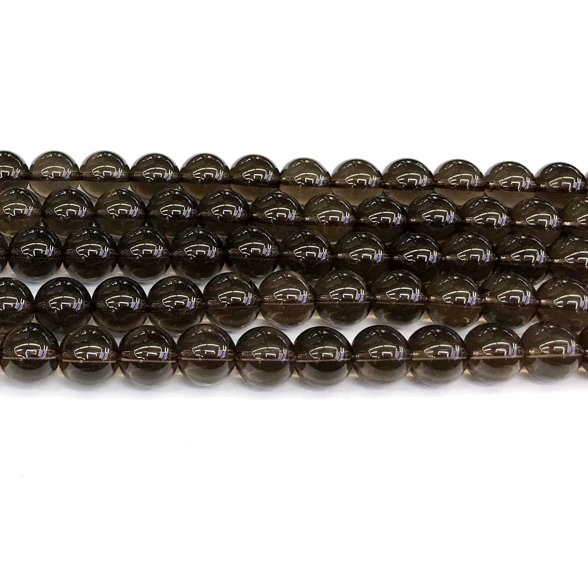 CQU86 Smoky Quartz Beads Smooth Round 10mm 15" Strand