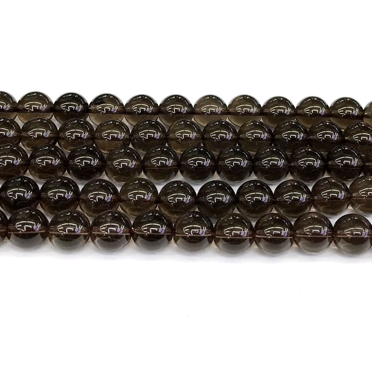 CQU87 Smoky Quartz Beads Smooth Round 12mm 15" Strand