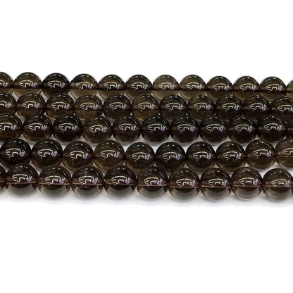 CQU87 Smoky Quartz Beads Smooth Round 12mm 15" Strand