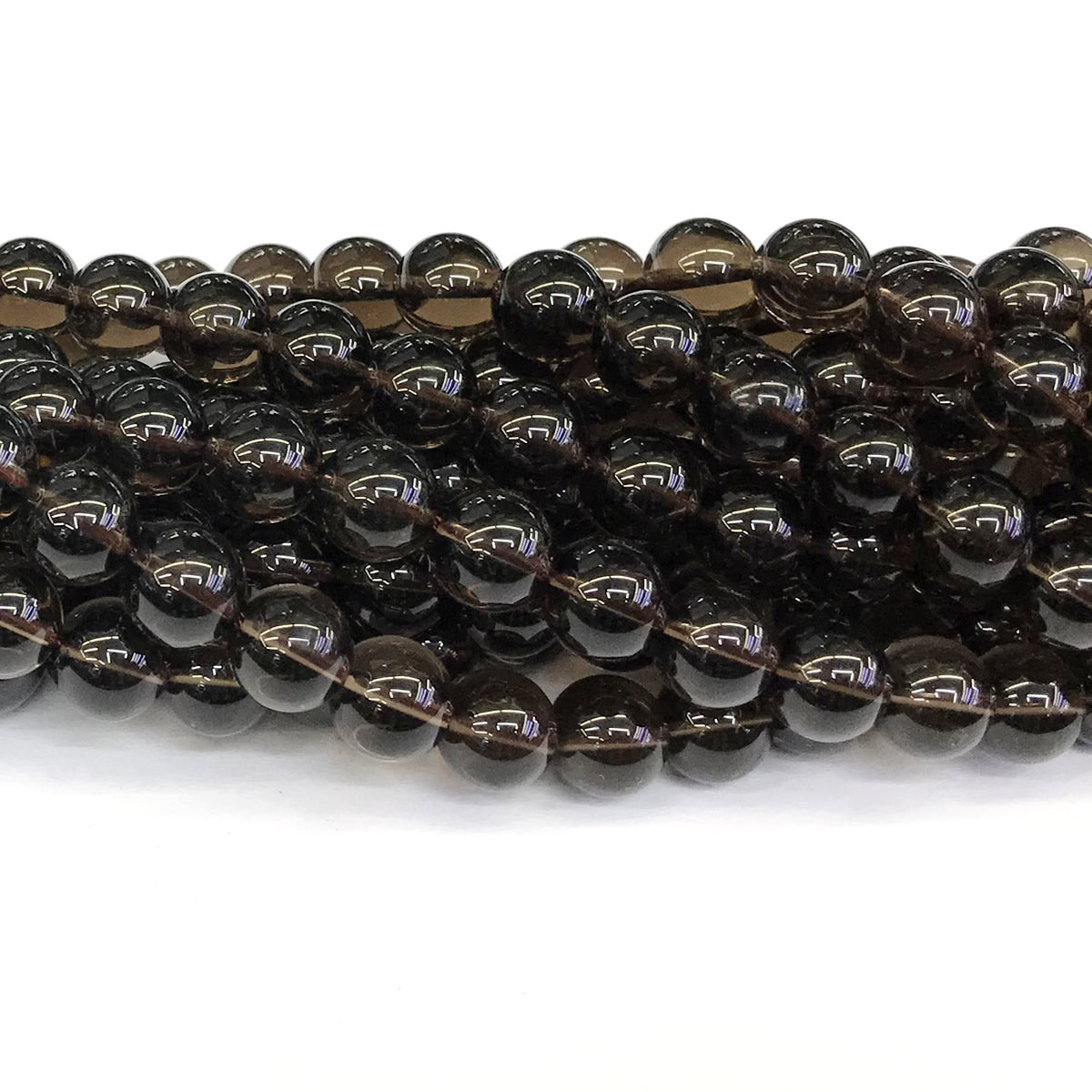 CQU87 Smoky Quartz Beads Smooth Round 12mm 15" Strand