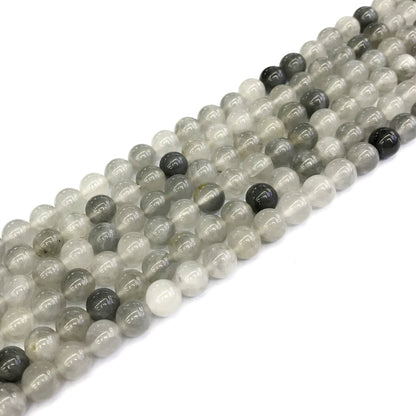 CQU91 Cloudy Quartz Beads Smooth Round 4mm 15" Strand