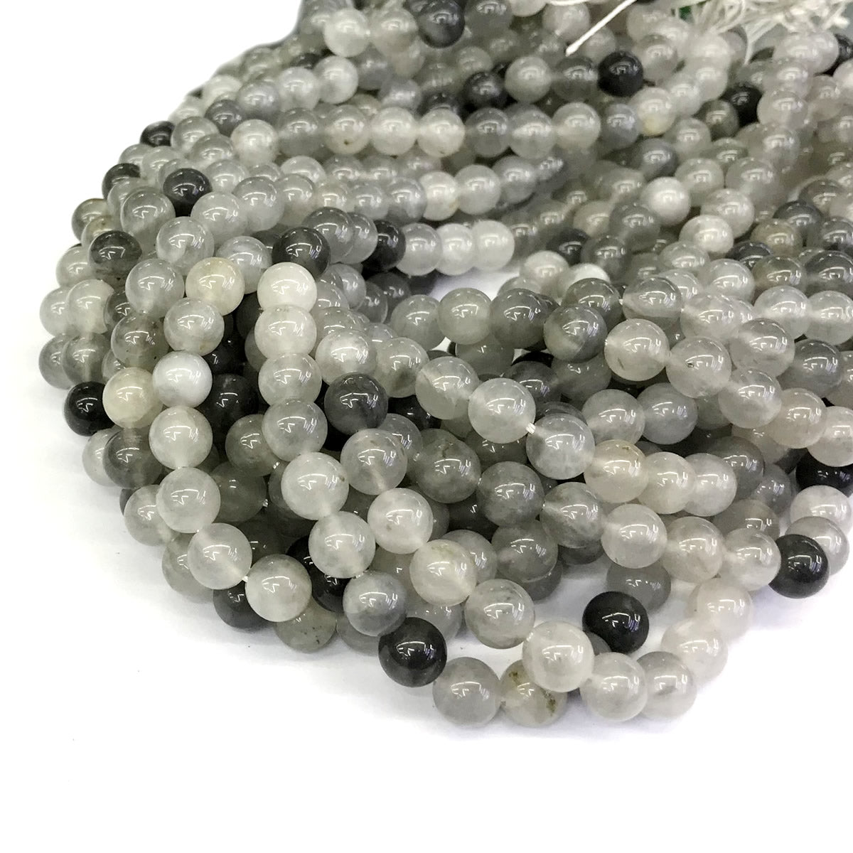 CQU91 Cloudy Quartz Beads Smooth Round 4mm 15" Strand