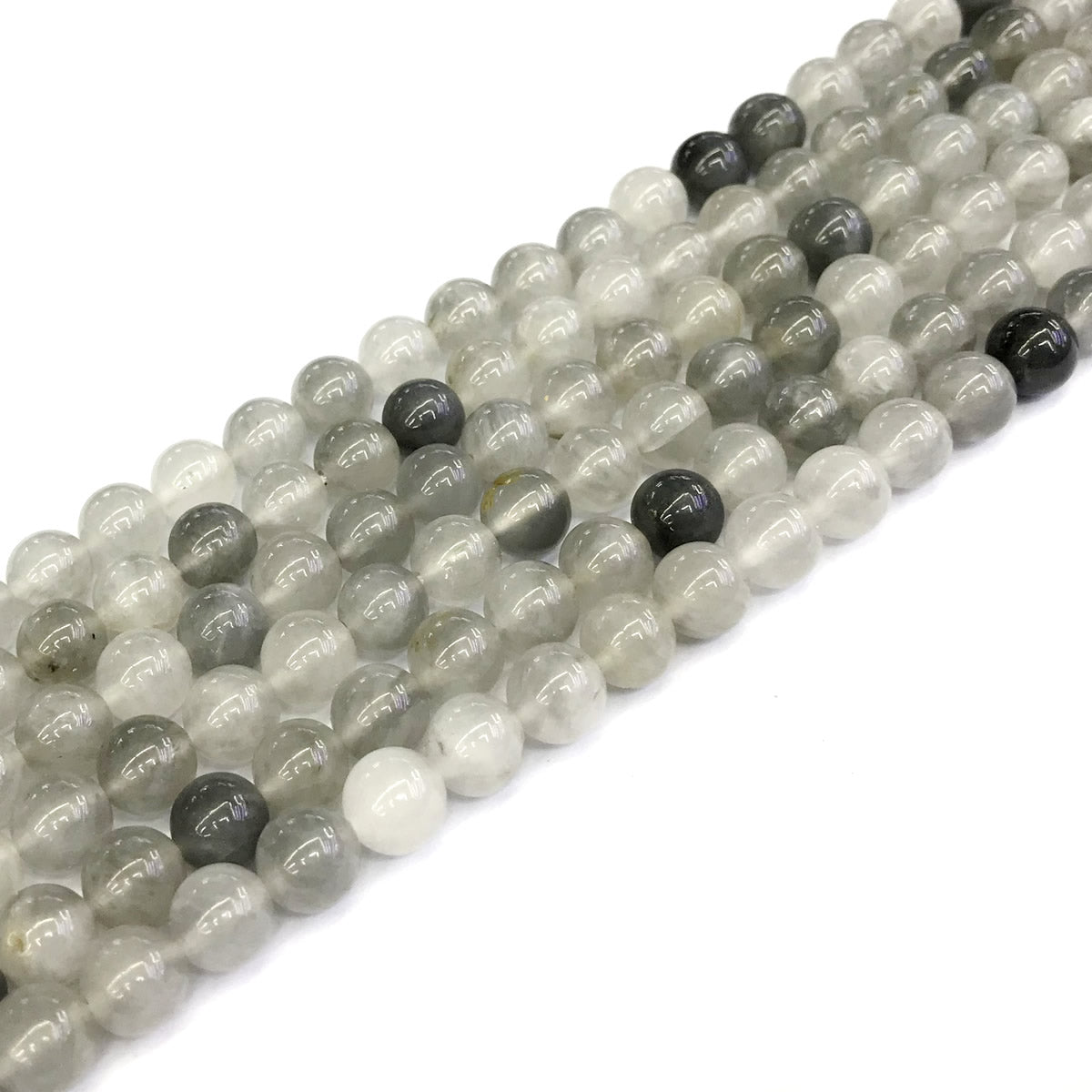 CQU92 Cloudy Quartz Beads Smooth Round 6mm 15" Strand