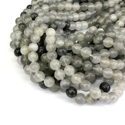 CQU92 Cloudy Quartz Beads Smooth Round 6mm 15" Strand