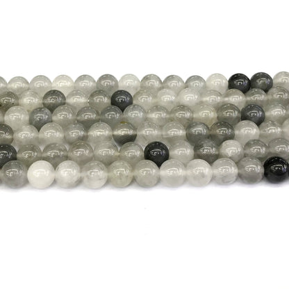 CQU93 Cloudy Quartz Beads Smooth Round 8mm 15" Strand