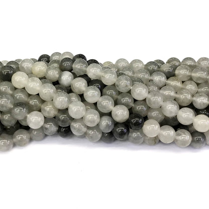 CQU93 Cloudy Quartz Beads Smooth Round 8mm 15" Strand