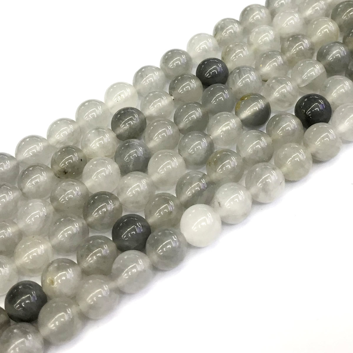 CQU94 Cloudy Quartz Beads Smooth Round 10mm 15" Strand