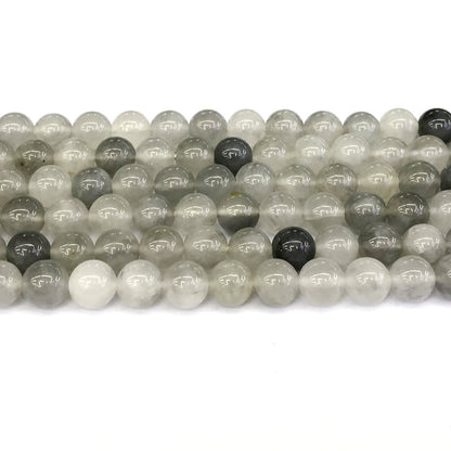 CQU94 Cloudy Quartz Beads Smooth Round 10mm 15" Strand