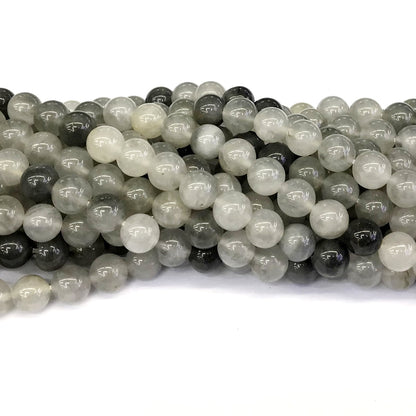 CQU94 Cloudy Quartz Beads Smooth Round 10mm 15" Strand