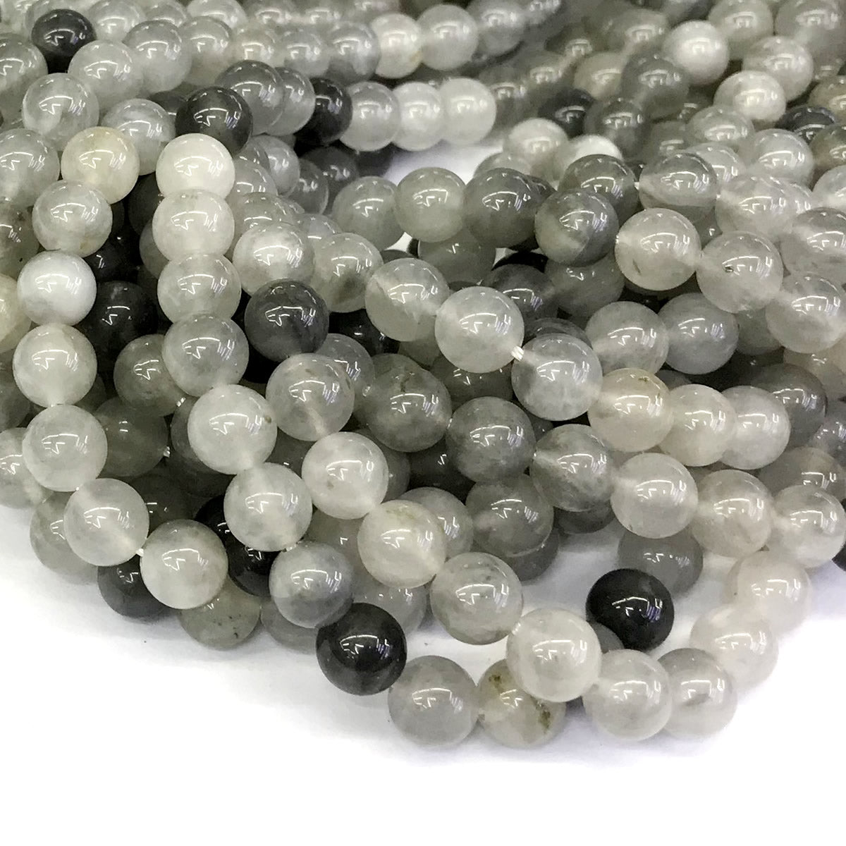 CQU94 Cloudy Quartz Beads Smooth Round 10mm 15" Strand