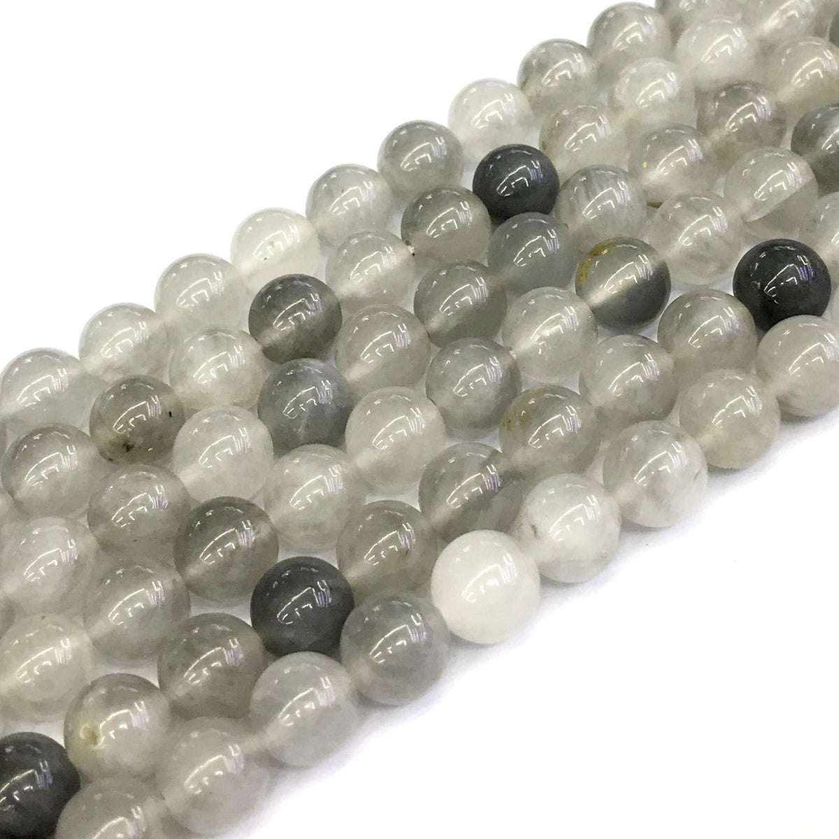 CQU95 Cloudy Quartz Beads Smooth Round 12mm 15" Strand