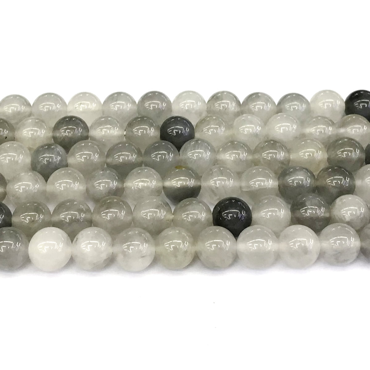 CQU95 Cloudy Quartz Beads Smooth Round 12mm 15" Strand