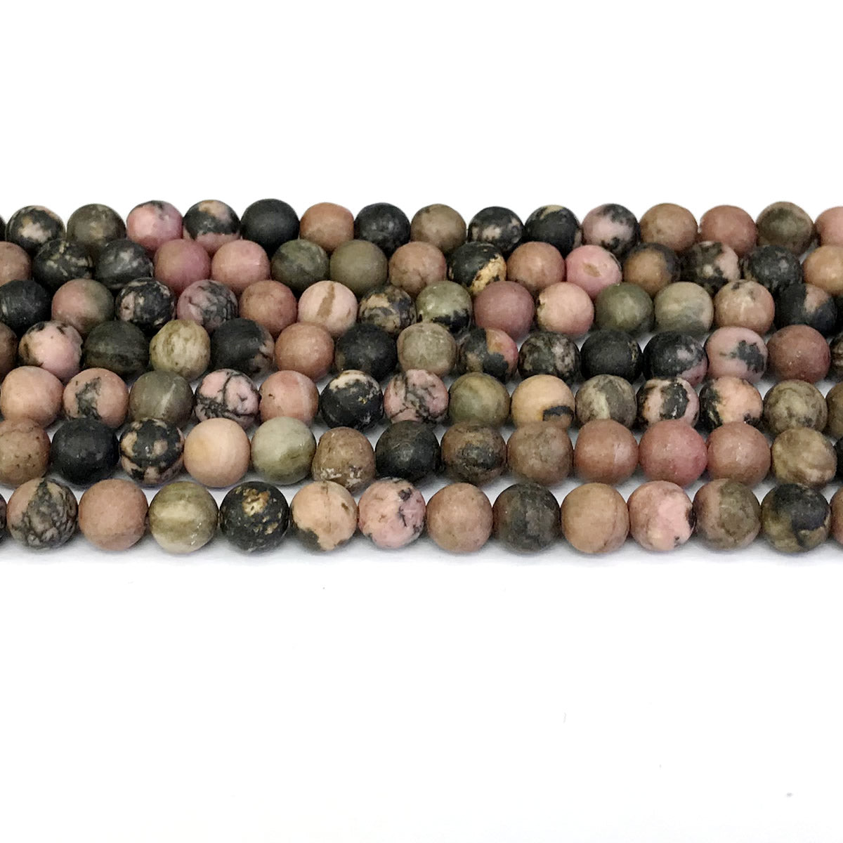 CRD08 Rhodonite Gemstone Beads Matte Round 4mm 15" Strand