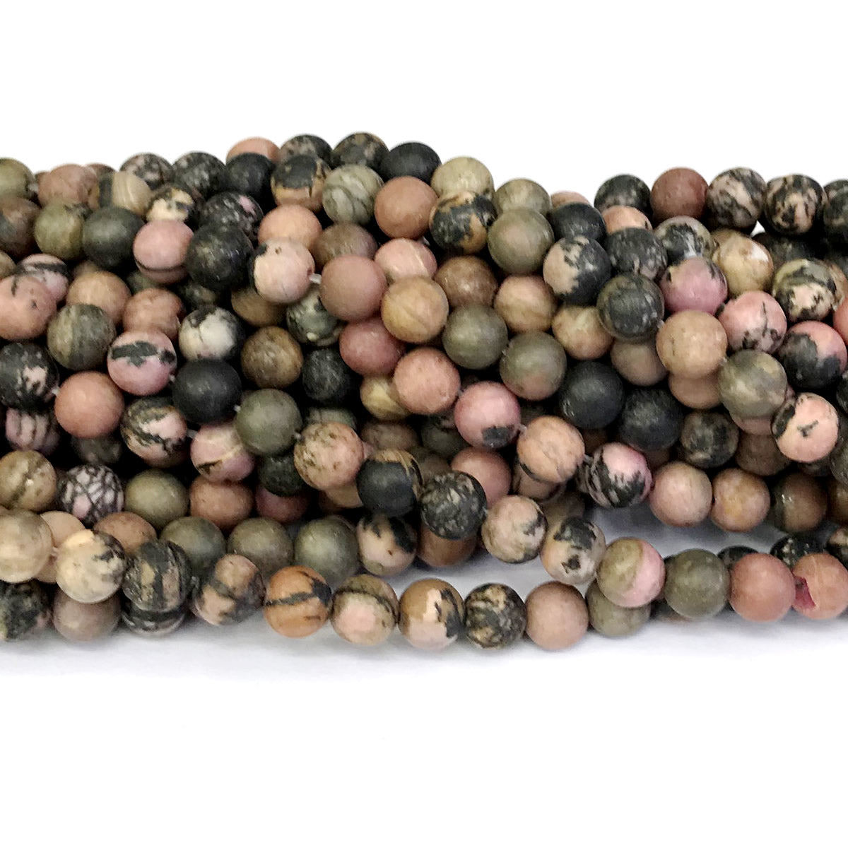 CRD08 Rhodonite Gemstone Beads Matte Round 4mm 15" Strand