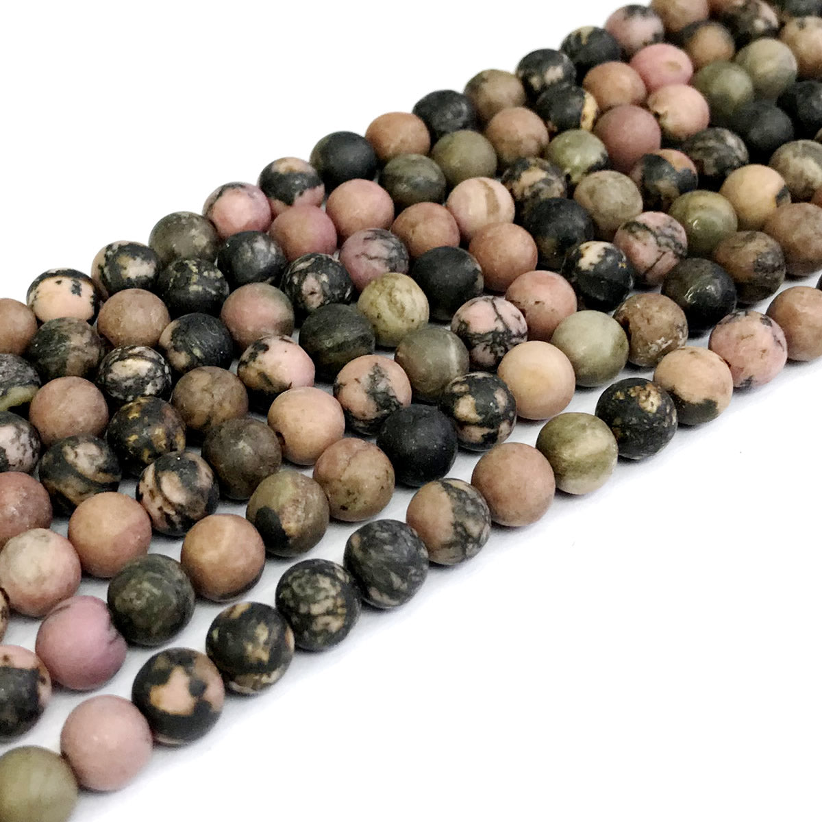 CRD09 Rhodonite Gemstone Beads Matte Round 6mm 15" Strand