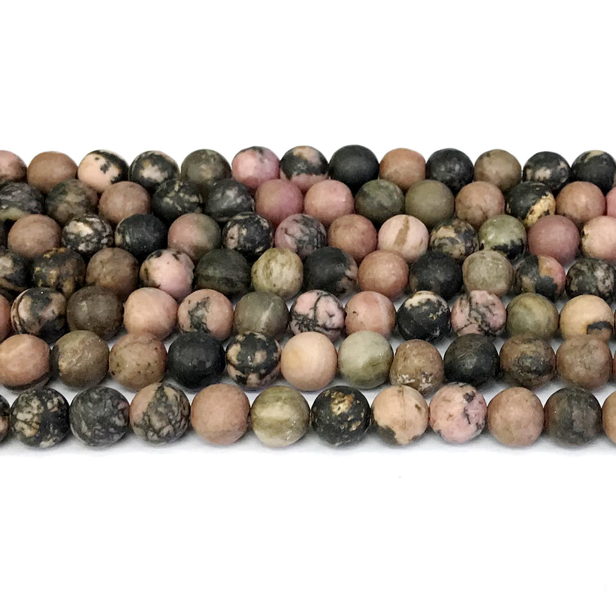 CRD09 Rhodonite Gemstone Beads Matte Round 6mm 15" Strand