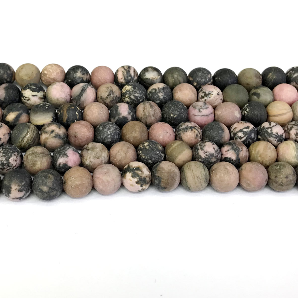 CRD10 Rhodonite Gemstone Beads Matte Round 8mm 15" Strand