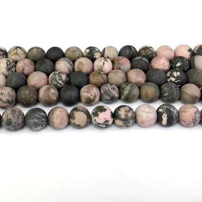 CRD12 Rhodonite Gemstone Beads Matte Round 12mm 15" Strand