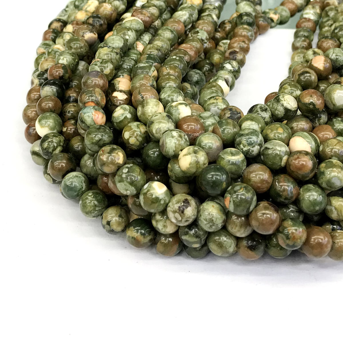 CRH01 Rhyolite Gemstone Beads Smooth Round 4mm 15" Strand