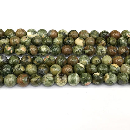 CRH03 Rhyolite Gemstone Beads Smooth Round 8mm 15" Strand