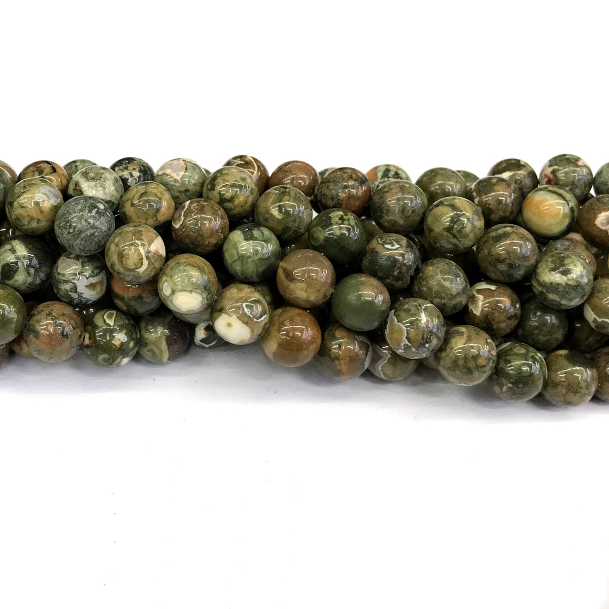 CRH04 Rhyolite Gemstone Beads Smooth Round 10mm 15" Strand