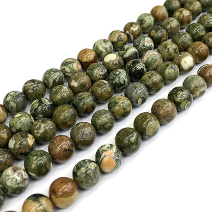 CRH05 Rhyolite Gemstone Beads Smooth Round 12mm 15" Strand