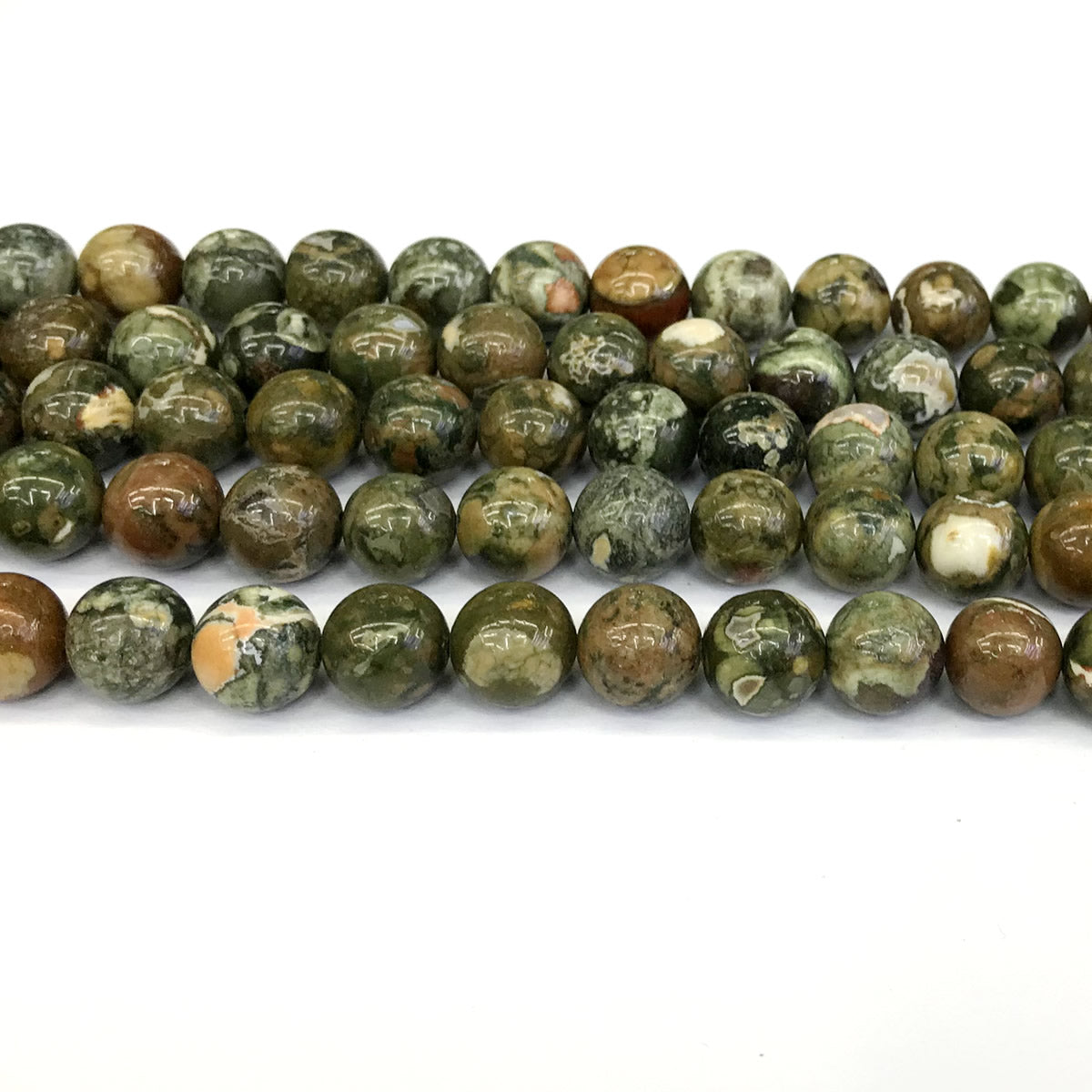 CRH05 Rhyolite Gemstone Beads Smooth Round 12mm 15" Strand